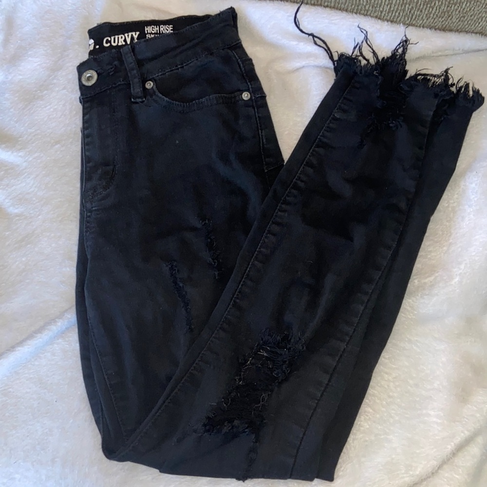 Curvy high rise black skinny jeans